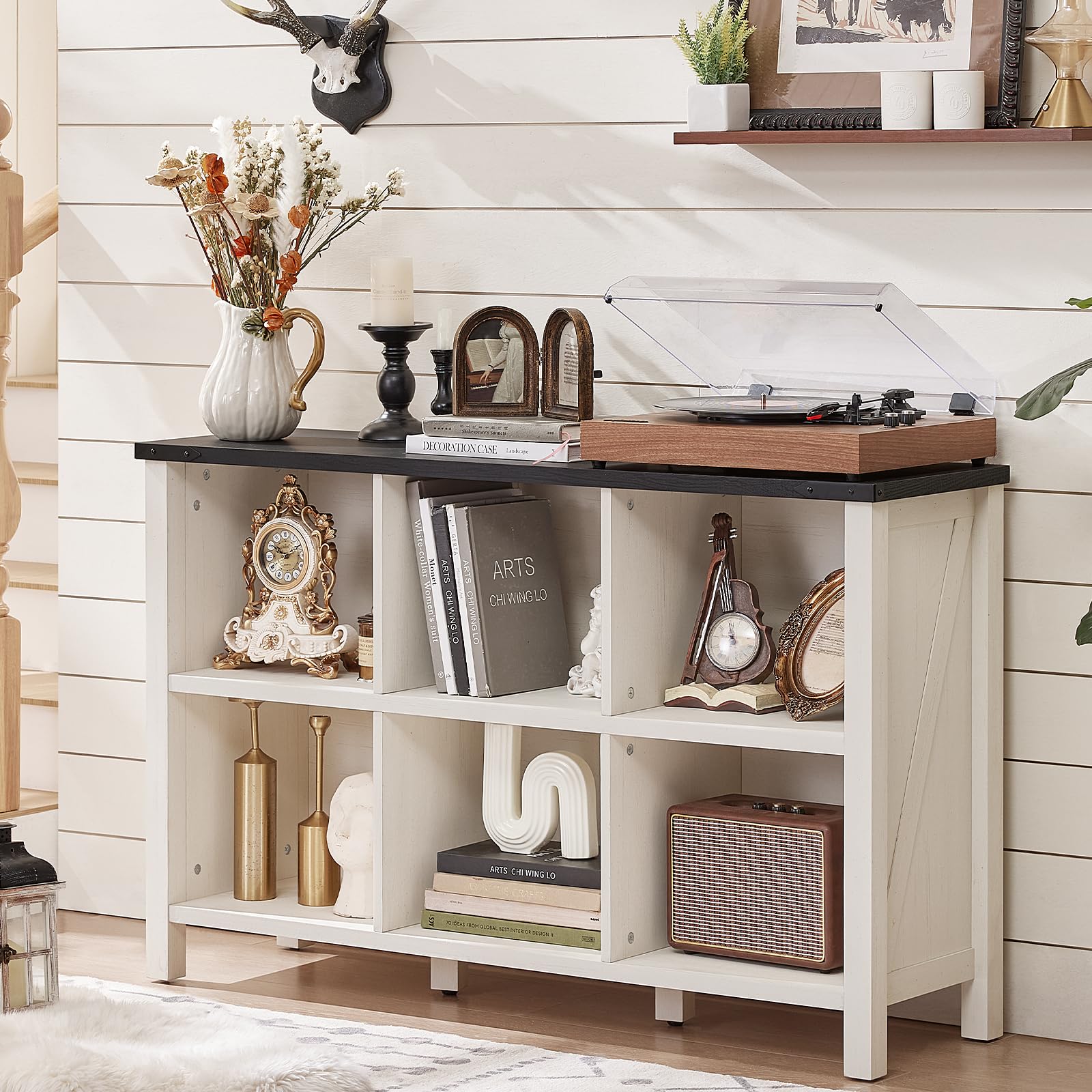 Amazon.com: Joaxswe Farmhouse 6 Cube Bookshelf, Antique White